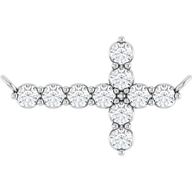 14K Rose 1/3 CTW Lab-Grown Diamond Sideways Cross Necklace Center