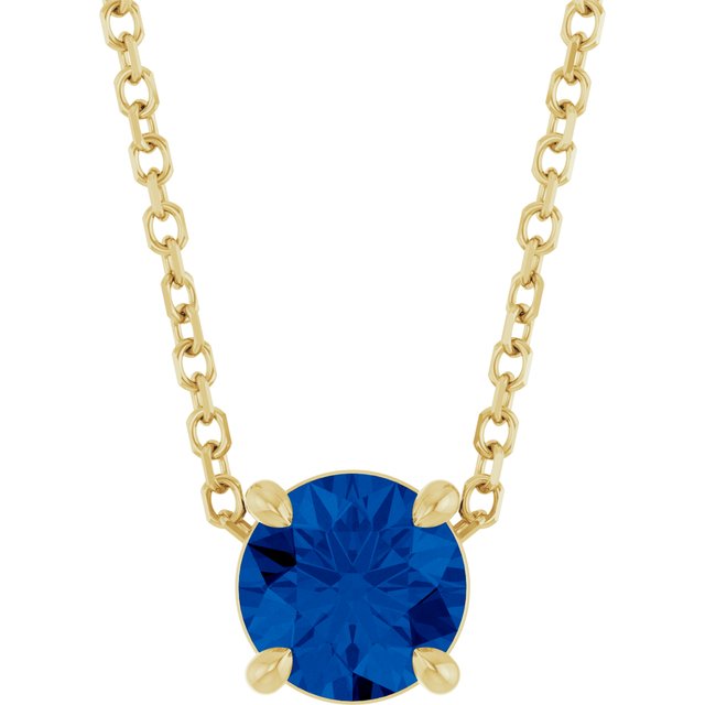 14K Rose  Lab-Grown Blue Sapphire 16-18&quot; Necklace