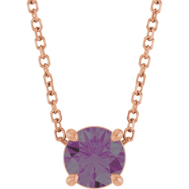 14K Rose  Lab-Grown Alexandrite 16-18&quot; Necklace