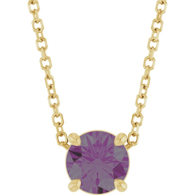14K Rose  Lab-Grown Alexandrite 16-18&quot; Necklace