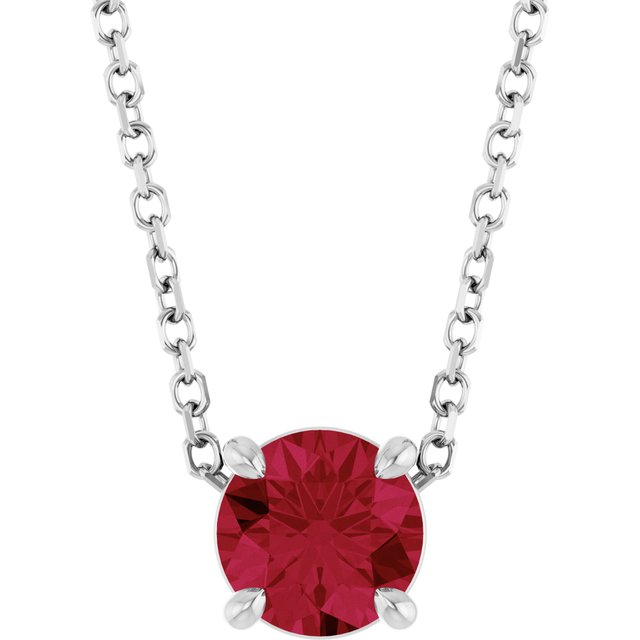 14K Rose  Lab-Grown Ruby 16-18&quot; Necklace