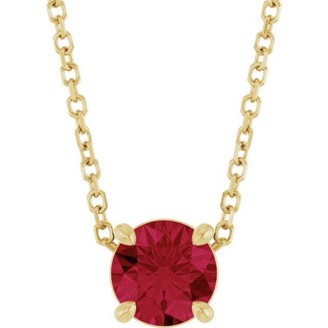 14K Rose  Lab-Grown Ruby 16-18&quot; Necklace