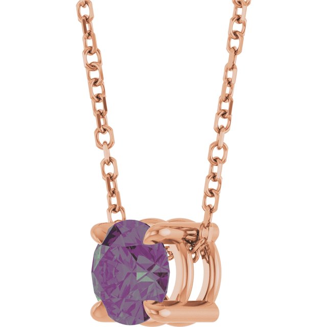14K Rose  Lab-Grown Alexandrite 16-18&quot; Necklace