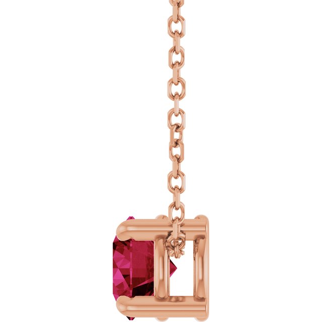 14K Rose  Lab-Grown Ruby 16-18&quot; Necklace