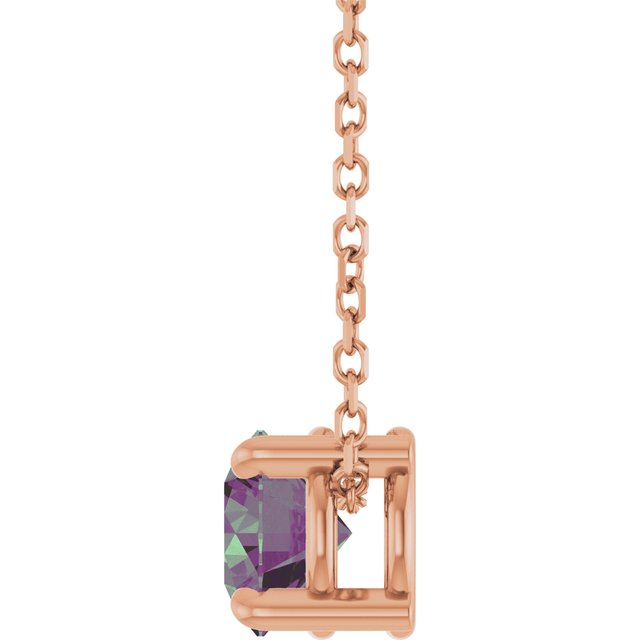 14K Rose  Lab-Grown Alexandrite 16-18&quot; Necklace