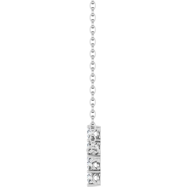14K White 1/3 CTW Lab-Grown Diamond Sideways Cross 18&quot; Necklace