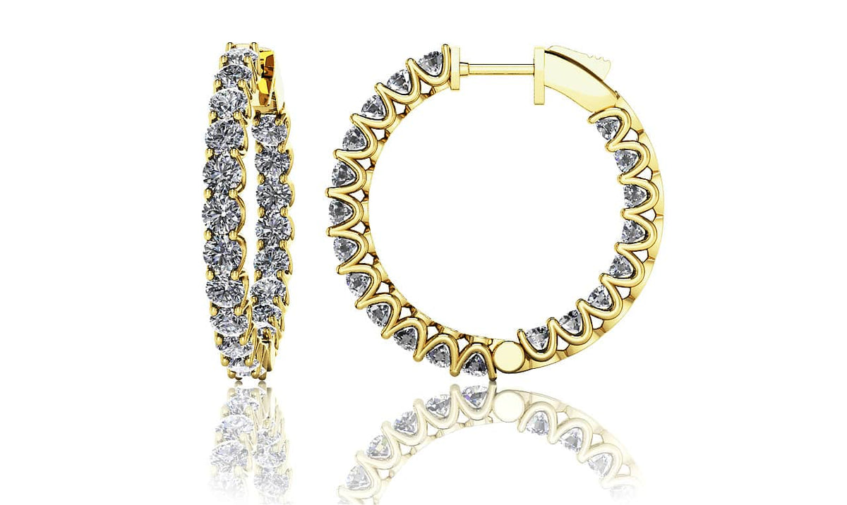 Small Hoop Diamond Huggie Earrings