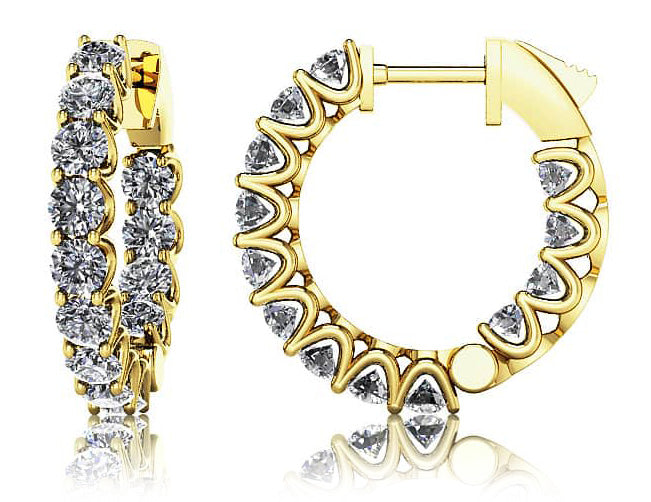 Extra Small Hoop Diamond Huggie Earrings