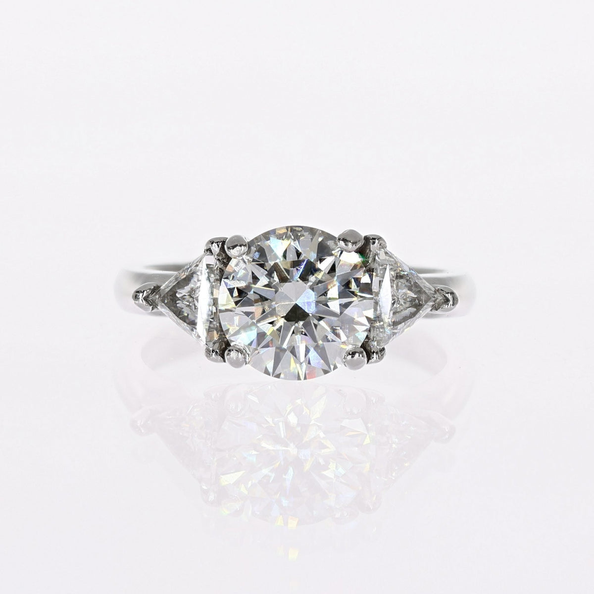 Palladium Round Lab-Created Diamond Ring 2.13ct J,VVS2