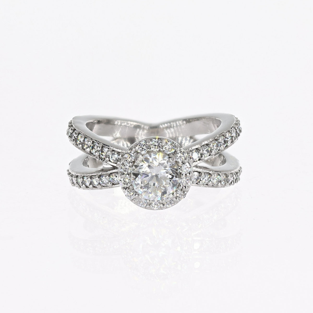 Palladium Round Natural Diamond Ring 0.806ct J,VS2