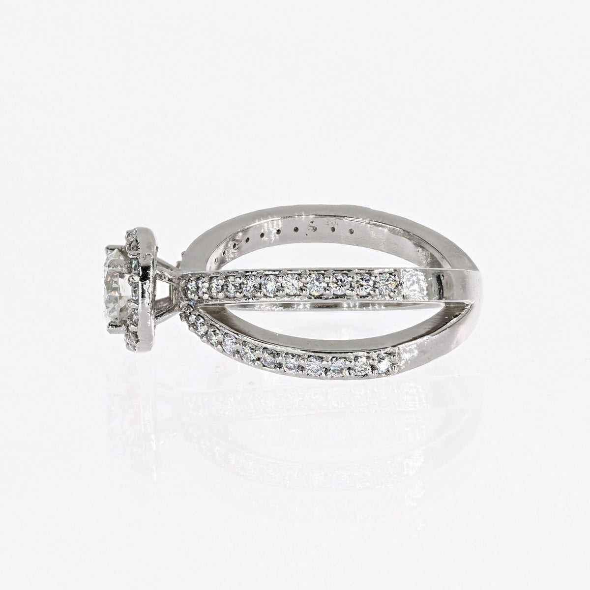 Palladium Round Natural Diamond Ring 0.806ct J,VS2
