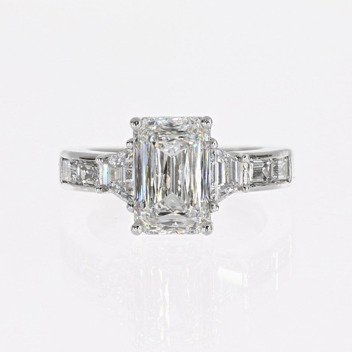 Platinum Emerald Lab-Created Diamond Ring 4.11ct F,VVS2