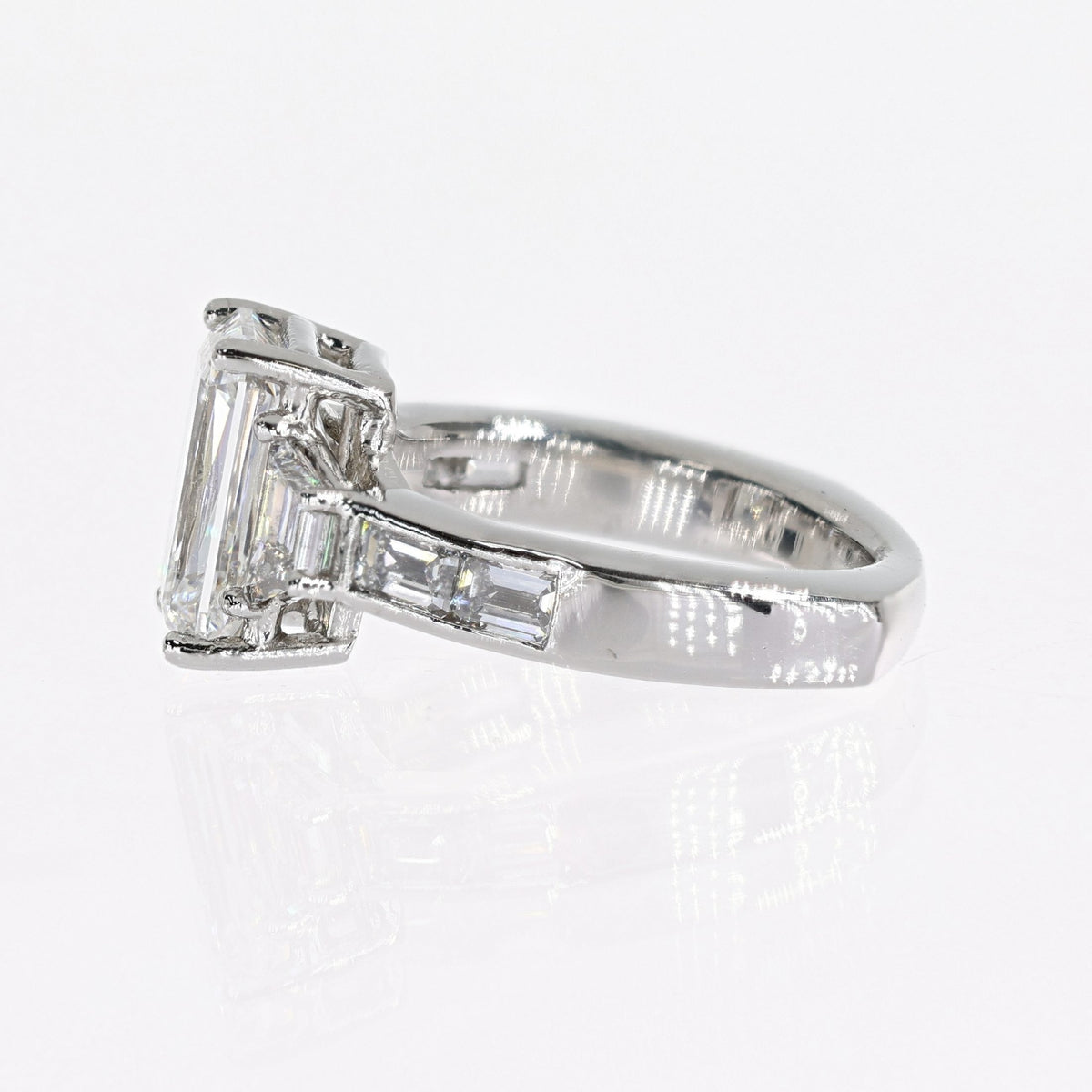 Platinum Emerald Lab-Created Diamond Ring 4.11ct F,VVS2