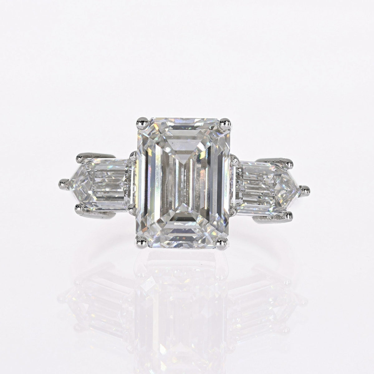 Platinum Emerald Lab-Created Diamond Ring 5.19ct F,VS1