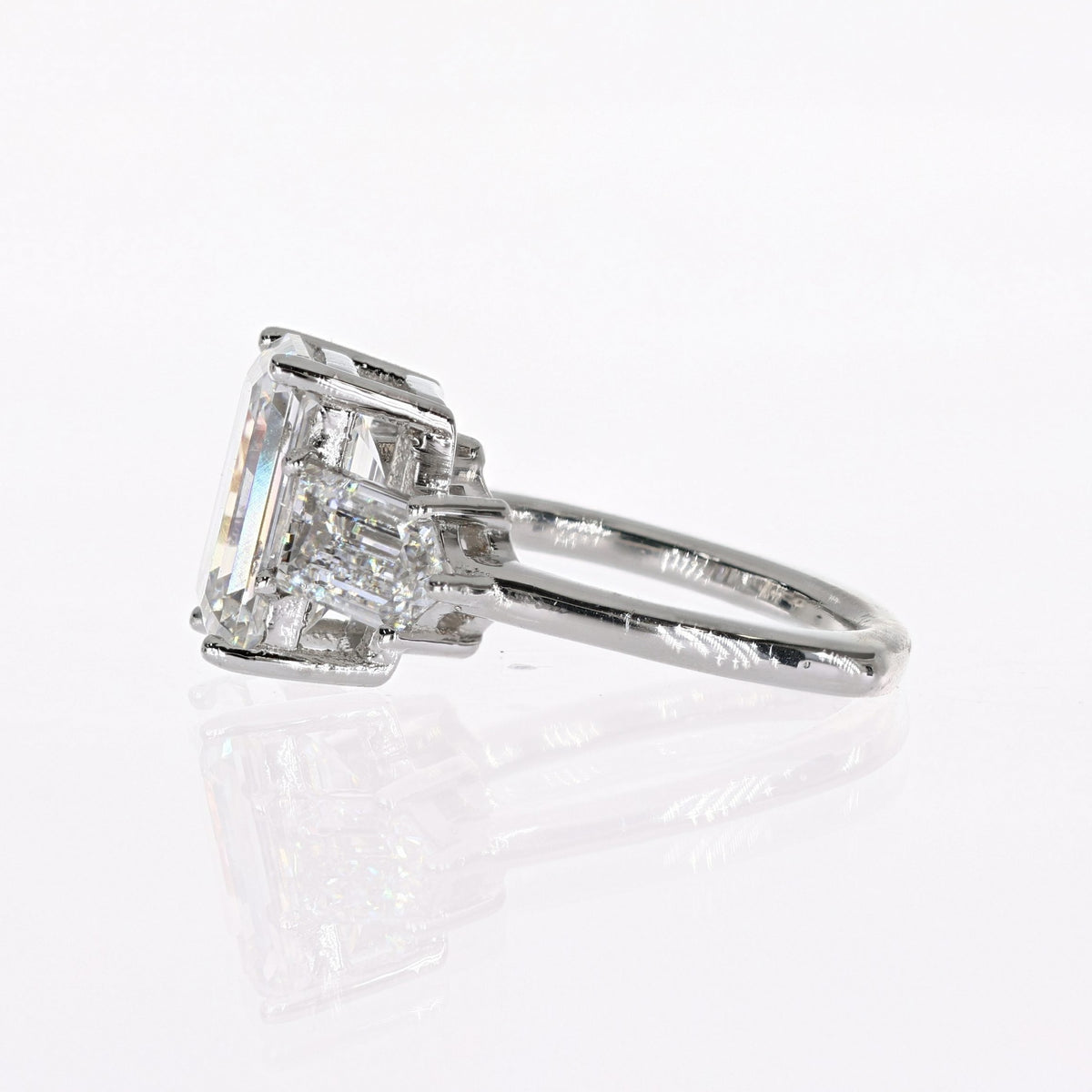 Platinum Emerald Lab-Created Diamond Ring 5.19ct F,VS1