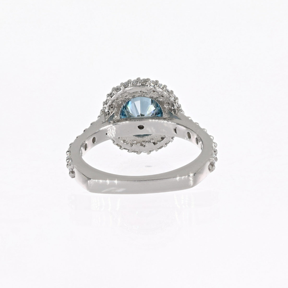 Platinum Intense Blue Round Lab-Created Diamond Ring 1.08ct Intense Blue SI1