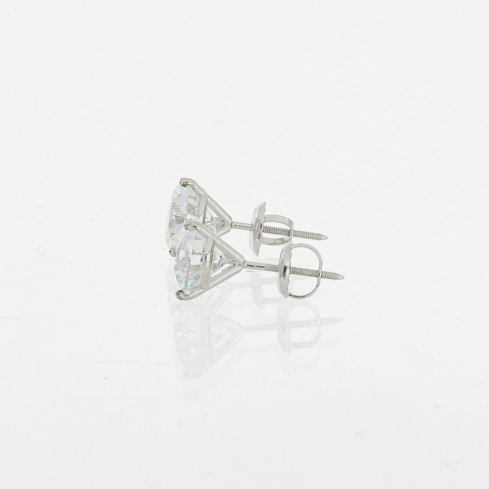 14K White Gold Lab-Created Diamond 3 Prong Martini Screw Back Studs 1.50 CTW