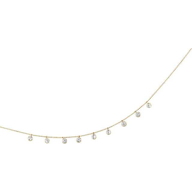 14K Yellow Imitation White Cubic Zirconia Station 16&quot; Necklace