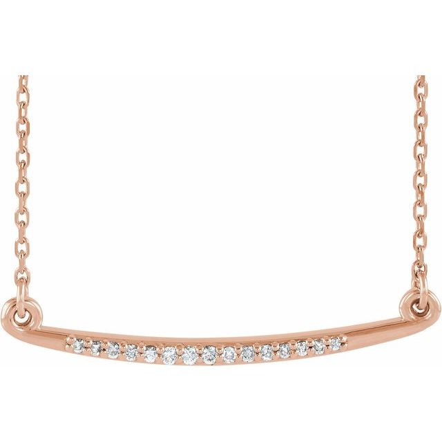 14K Rose .05 CTW Natural Diamond Curved Bar 16-18&quot; Necklace