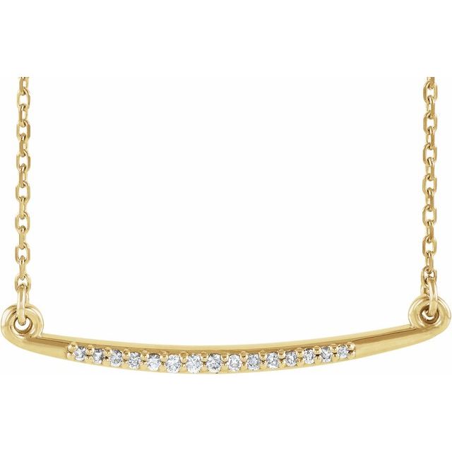 14K Rose .05 CTW Natural Diamond Curved Bar 16-18&quot; Necklace