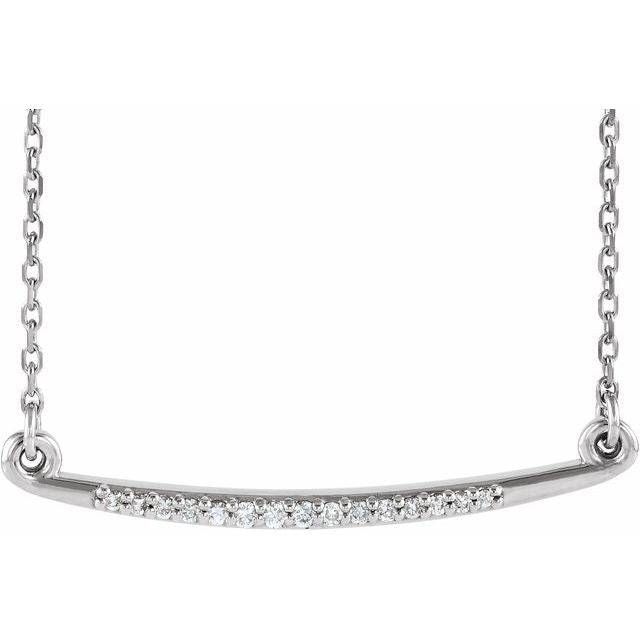 14K Rose .05 CTW Natural Diamond Curved Bar 16-18&quot; Necklace