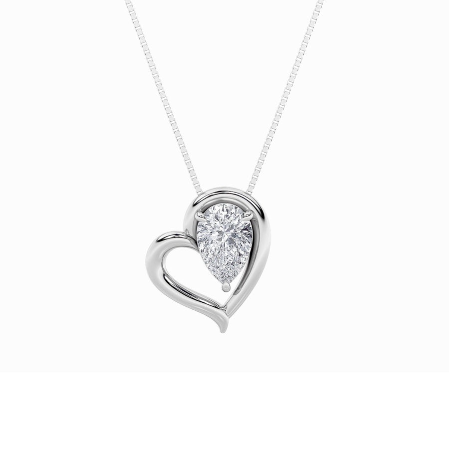 0.5Cttw Pear Shaped Lab Grown Diamond (F/VS) HeartPendant in 14K  White Gold