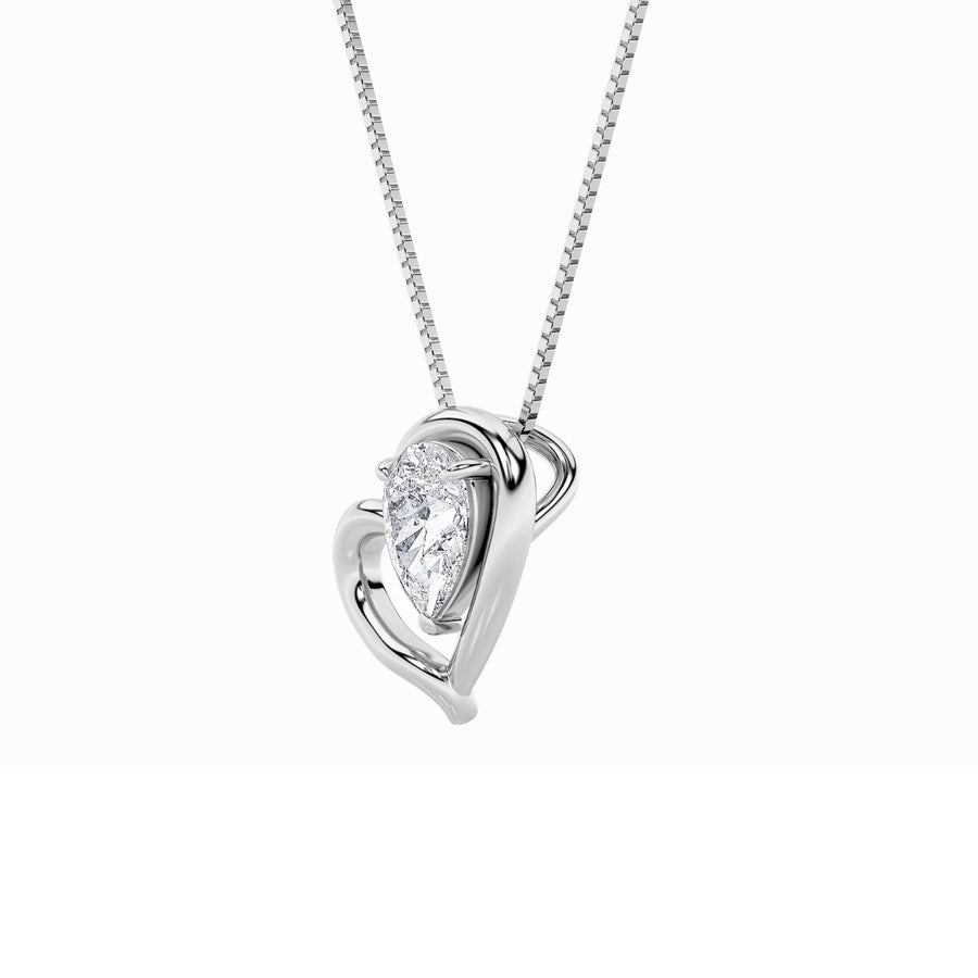 0.5Cttw Pear Shaped Lab Grown Diamond (F/VS) HeartPendant in 14K  White Gold