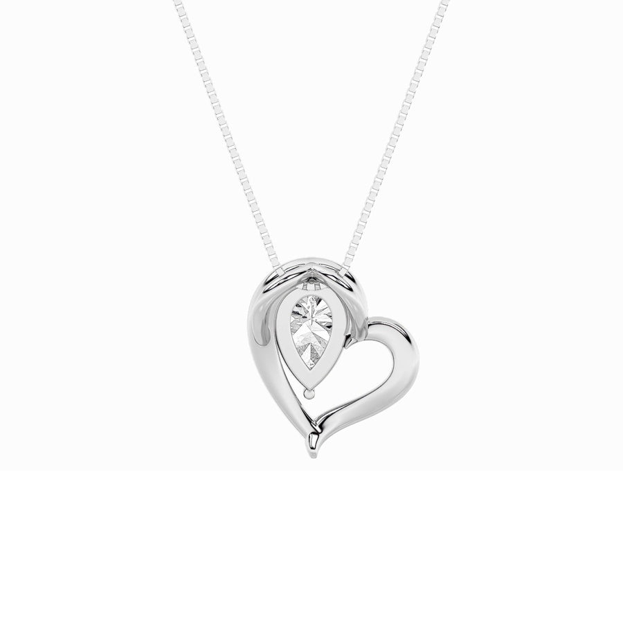 0.5Cttw Pear Shaped Lab Grown Diamond (F/VS) HeartPendant in 14K  White Gold