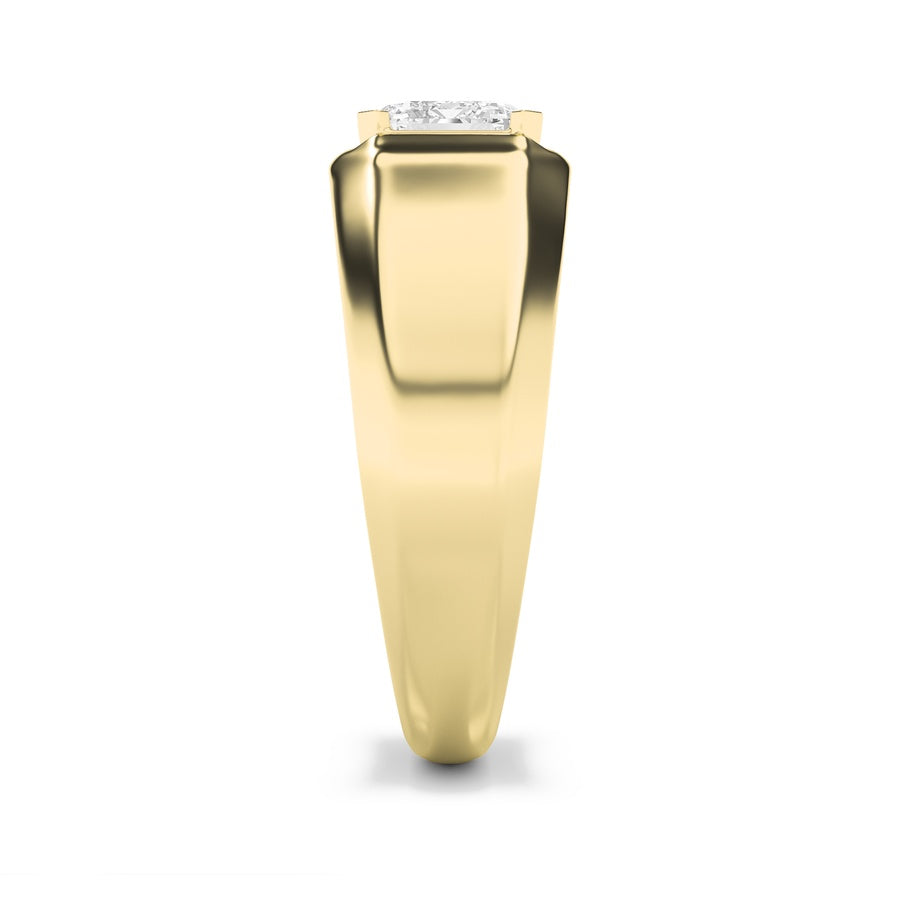3Cttw Emerald Shaped Lab Grown Diamond (F/VS) Mens Ring in 14K Yellow Gold