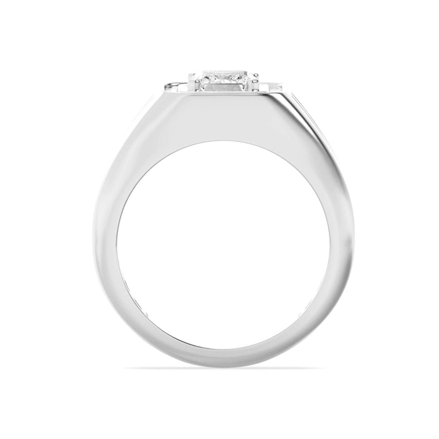 2Cttw Emerald Shaped Lab Grown Diamond (F/VS) MensRing in 14K White Gold