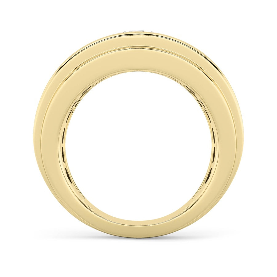 3Cttw Round Shaped Lab Grown Diamond (F/VS) Mens Ring in 14K Yellow Gold