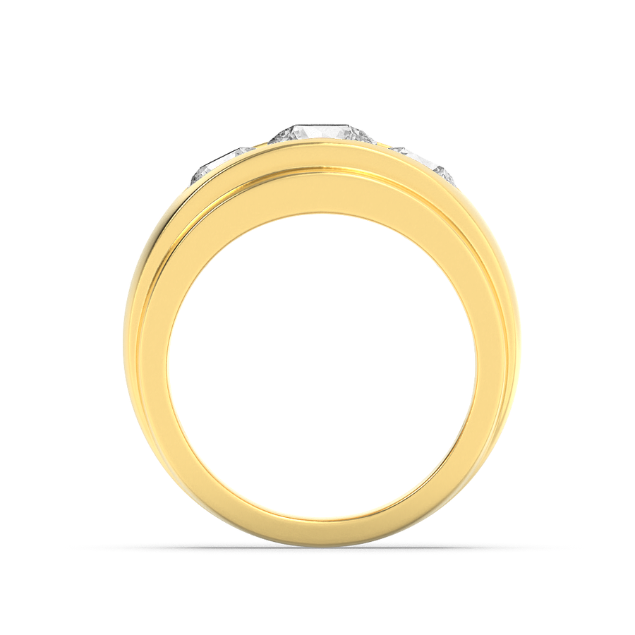3Cttw Round Shaped Lab Grown Diamond (F/VS) Mens Ring in 14K Yellow Gold