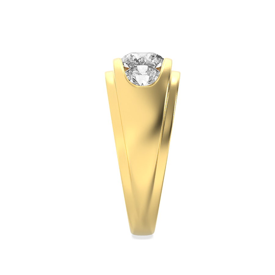 3Cttw Round Shaped Lab Grown Diamond (F/VS) Mens Ring in 14K Yellow Gold