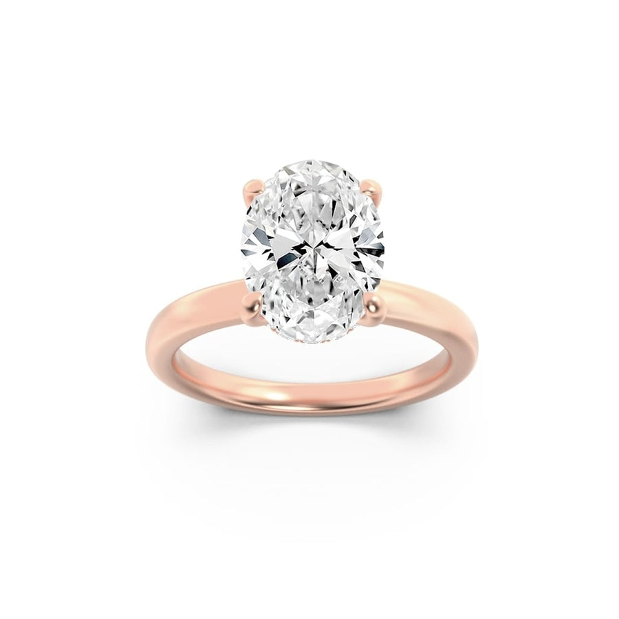 3Cttw Princess Shaped Lab Grown Diamond (F/VS) Hidden Halo Plain Shank Engagement Ring in 14K Gold