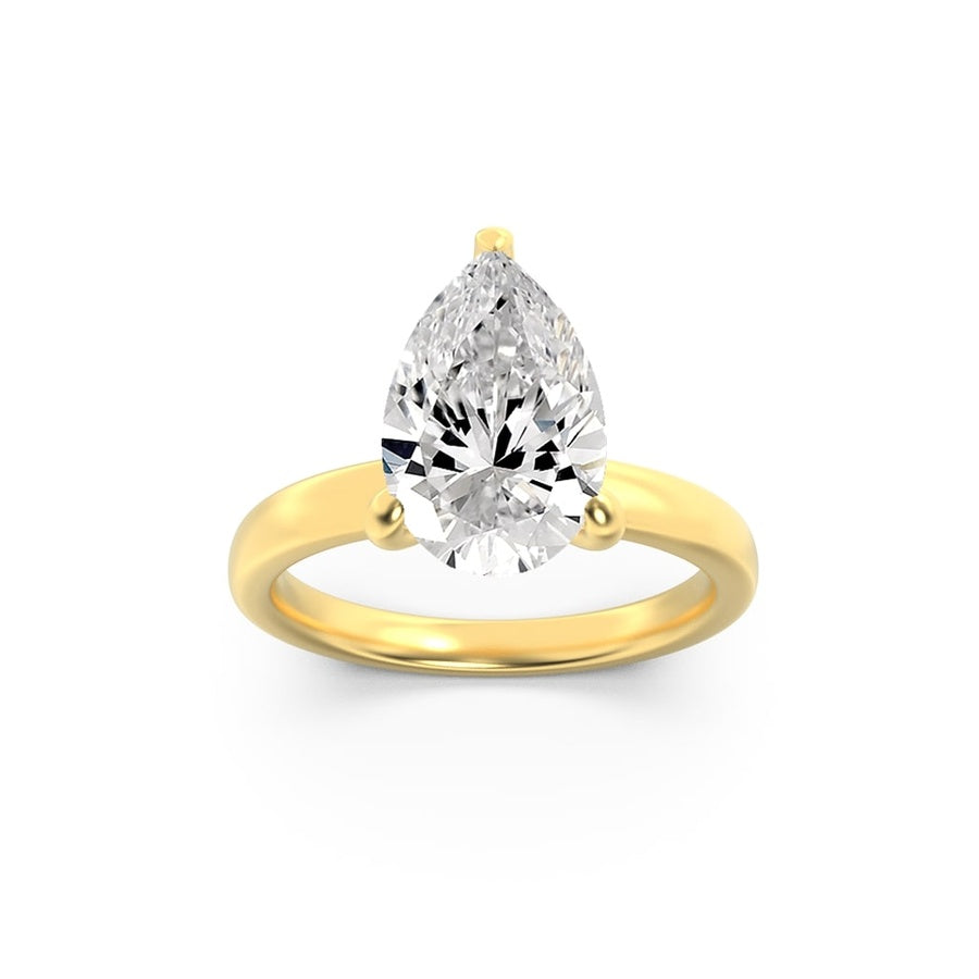 3Cttw Princess Shaped Lab Grown Diamond (F/VS) Hidden Halo Plain Shank Engagement Ring in 14K Gold