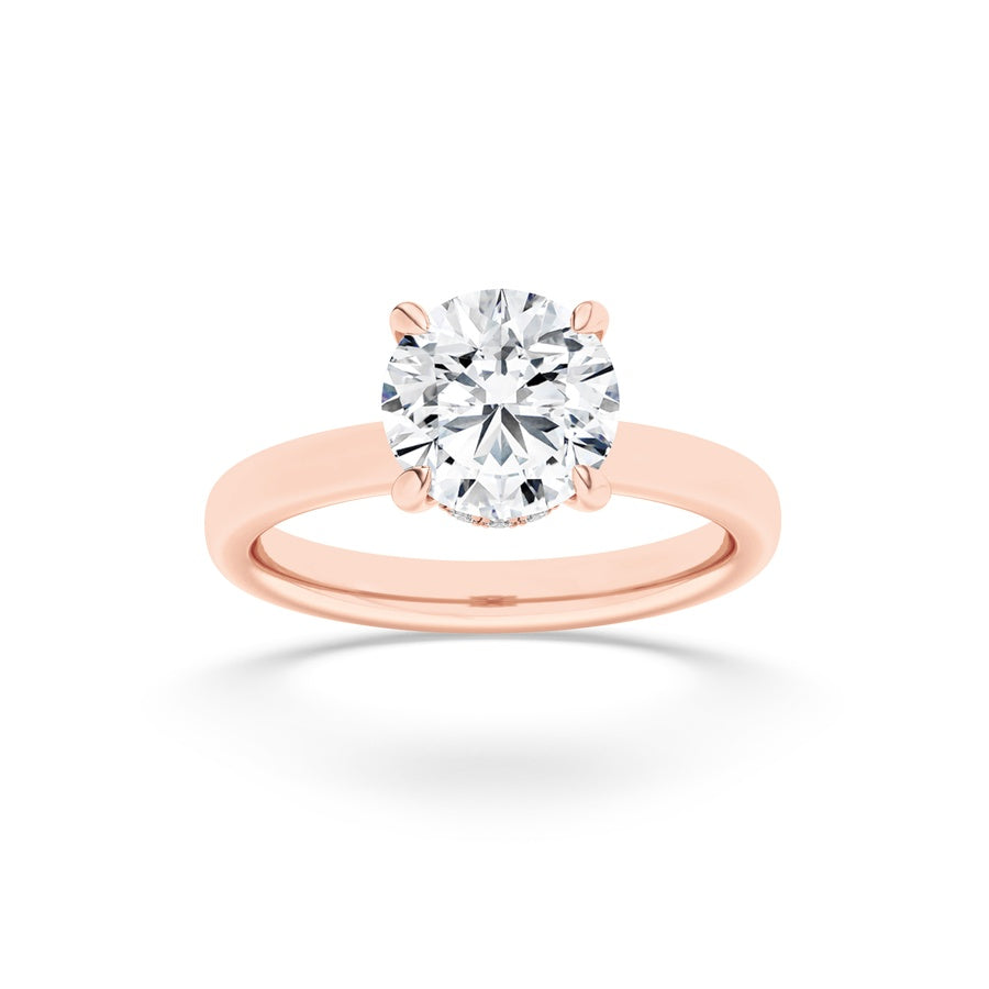 2Cttw Princess Shaped Lab Grown Diamond (F/VS) Hidden Halo Plain Shank Engagement Ring in 14K Gold