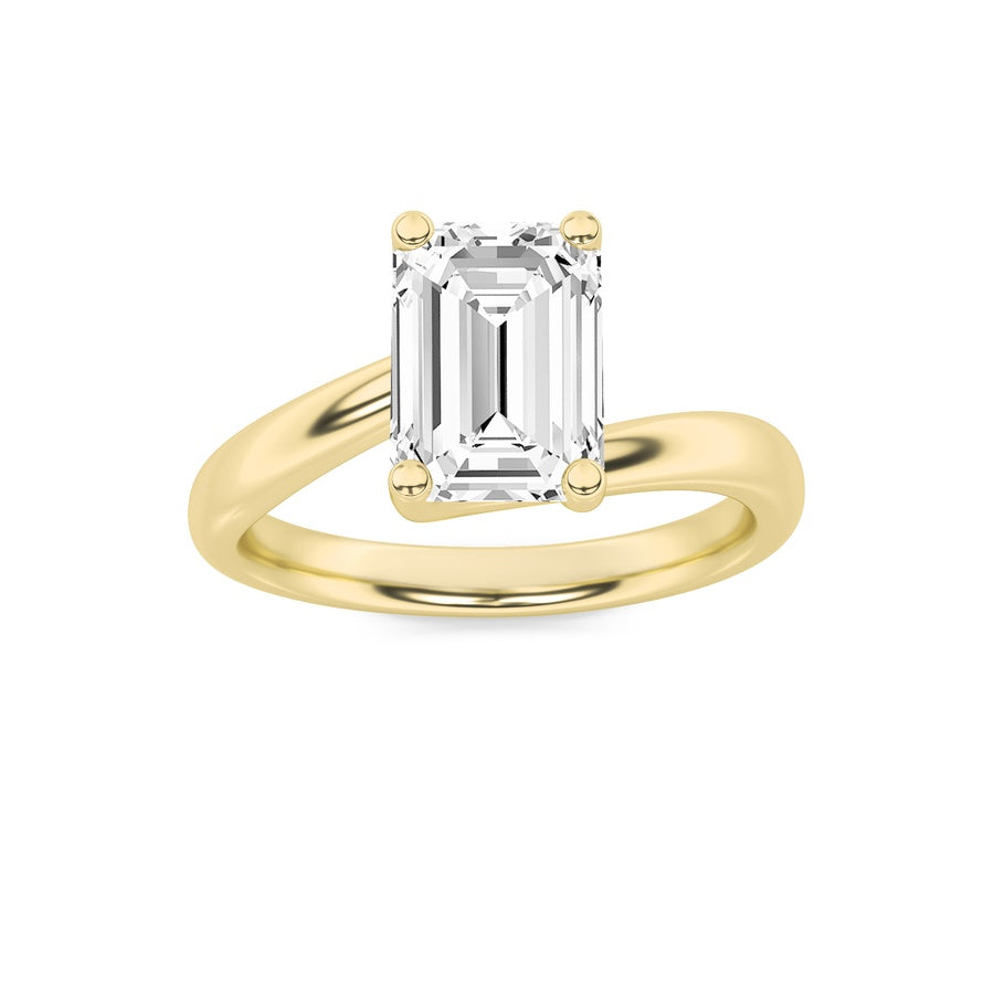 1.5Cttw Round Shaped Lab Grown Diamond (F/VS) Bypass Shank Engagement Ring in 14K Gold