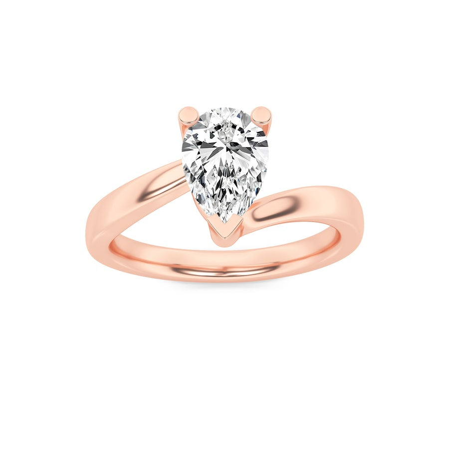 1.5Cttw Round Shaped Lab Grown Diamond (F/VS) Bypass Shank Engagement Ring in 14K Gold