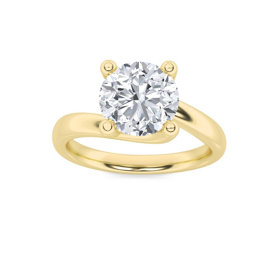 2Cttw Round Shaped Lab Grown Diamond (F/VS) Bypass Shank Engagement Ring in 14K Gold