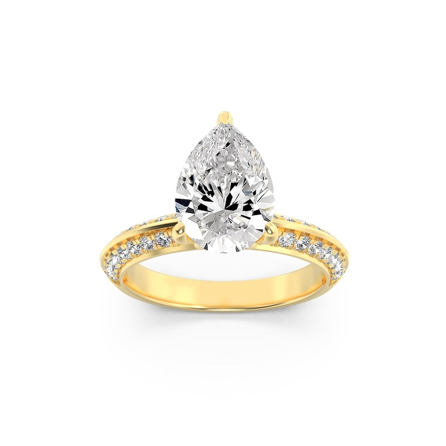 2Cttw Round Shaped Lab Grown Diamond (F/VS) Micro Pave Knife Edge Accent Ring in 14K Gold