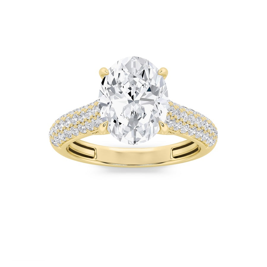 2.5Cttw Emerald Shaped Lab Grown Diamond (F/VS) Hidden Halo Accented Engagement Ring in 14K Gold