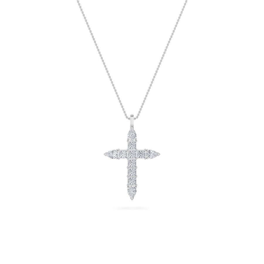 3.5Cttw Pear Shaped Lab Grown Diamond (F/VS) CrossPendant in 14K White Gold