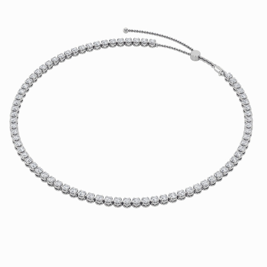 15Cttw Round Shaped Lab Grown Diamond (F/VS) BezelSet Tennis Necklace in 14K White Gold