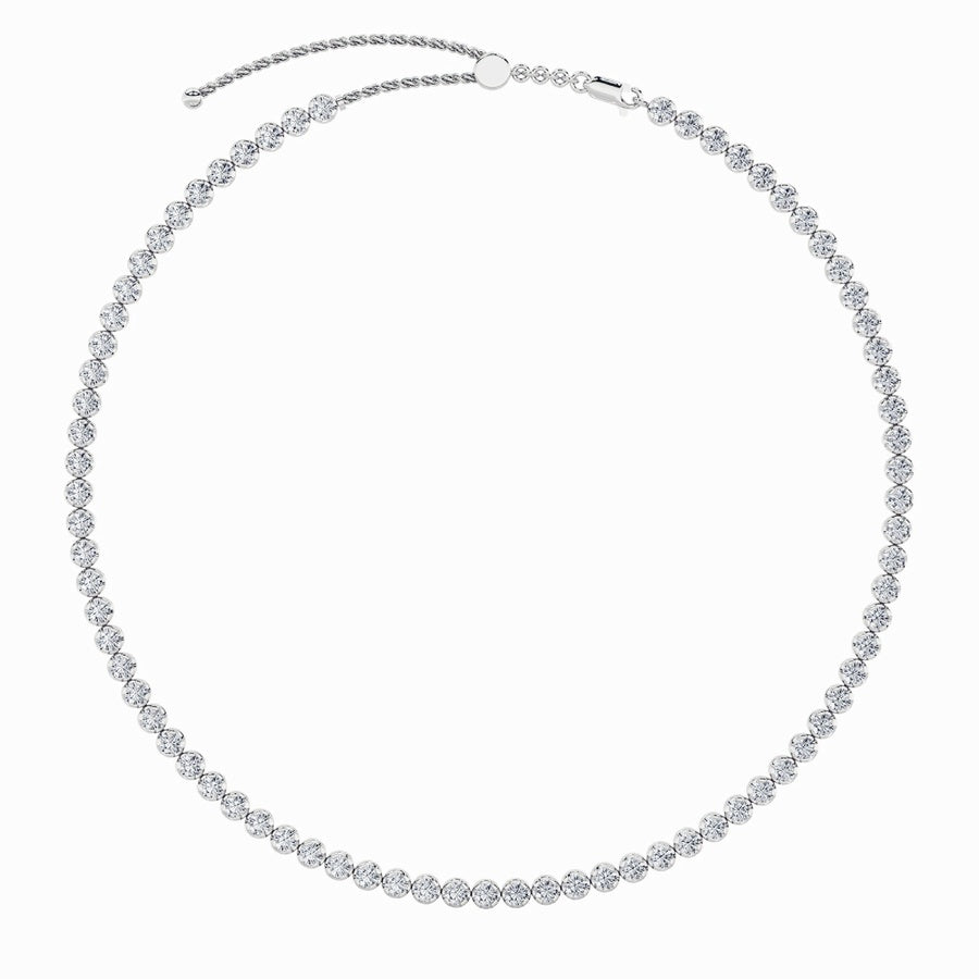 15Cttw Round Shaped Lab Grown Diamond (F/VS) BezelSet Tennis Necklace in 14K White Gold