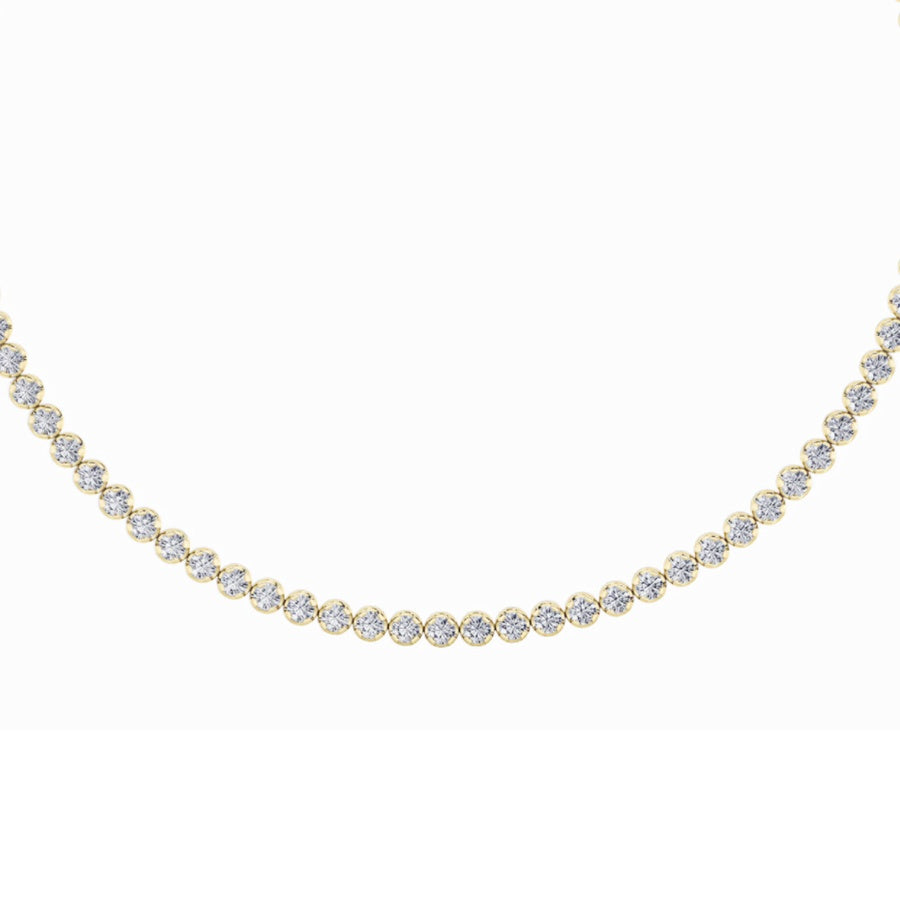 15Cttw Round Shaped Lab Grown Diamond (F/VS) BezelSet Tennis Necklace in 14K White Gold