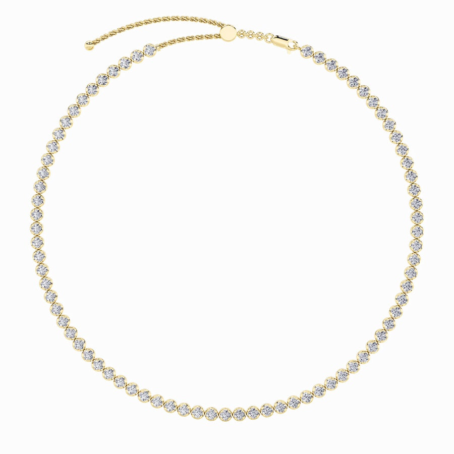 15Cttw Round Shaped Lab Grown Diamond (F/VS) BezelSet Tennis Necklace in 14K White Gold