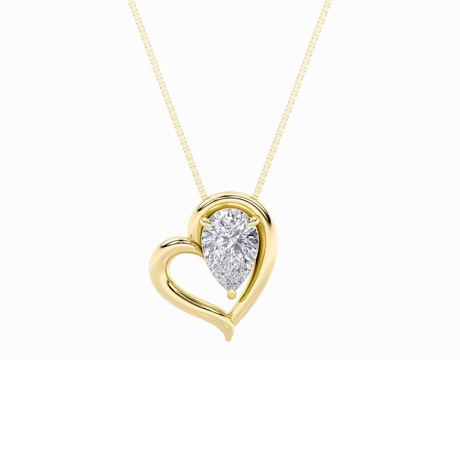 0.5Cttw Pear Shaped Lab Grown Diamond (F/VS) HeartPendant in 14K  White Gold