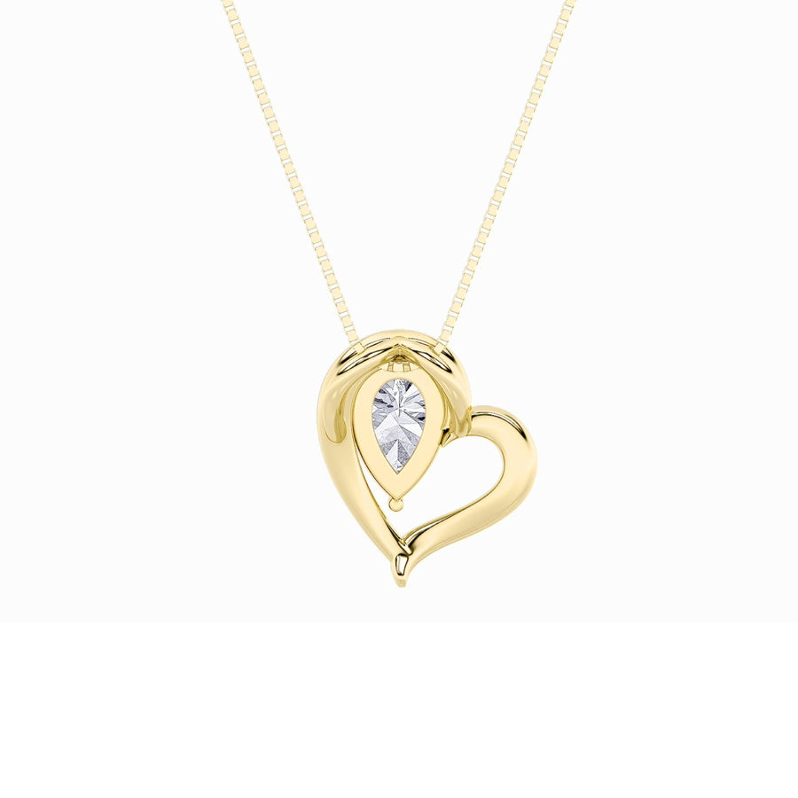 0.5Cttw Pear Shaped Lab Grown Diamond (F/VS) HeartPendant in 14K  White Gold