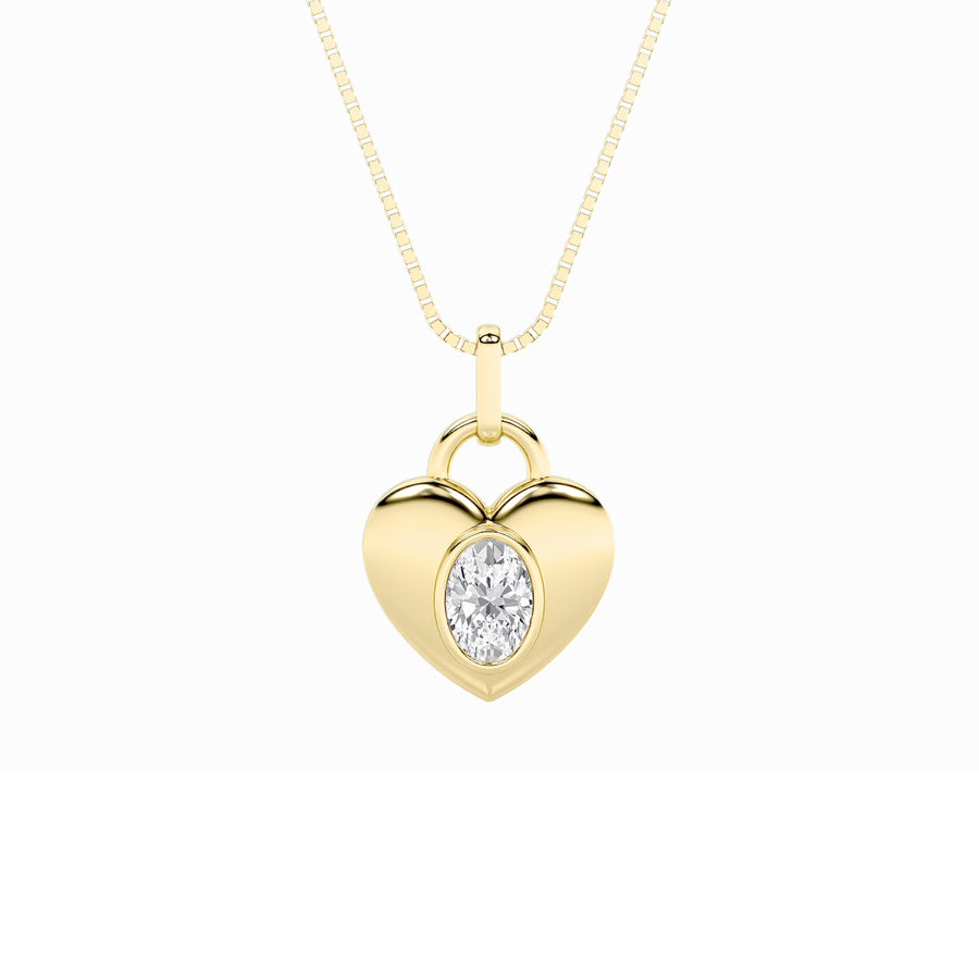 1Cttw Oval Shaped Lab Grown Diamond (F/VS) Heart Pendant in 14K  White Gold