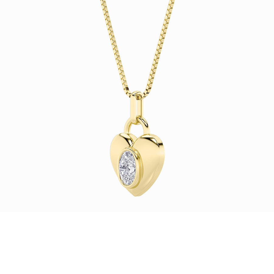 1Cttw Oval Shaped Lab Grown Diamond (F/VS) Heart Pendant in 14K  White Gold